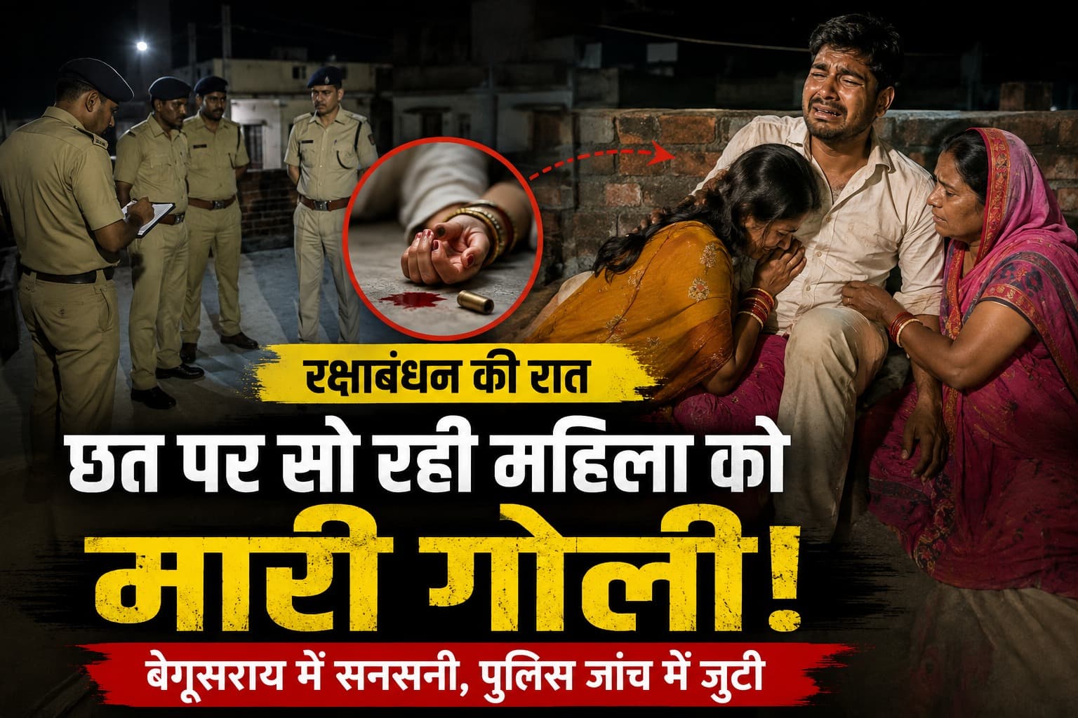Begusarai News : रक्षाबंधन की रात छत पर सो रही महिला को मारी गोली, बेगूसराय में सनसनी; जांच में जुटी पुलिस