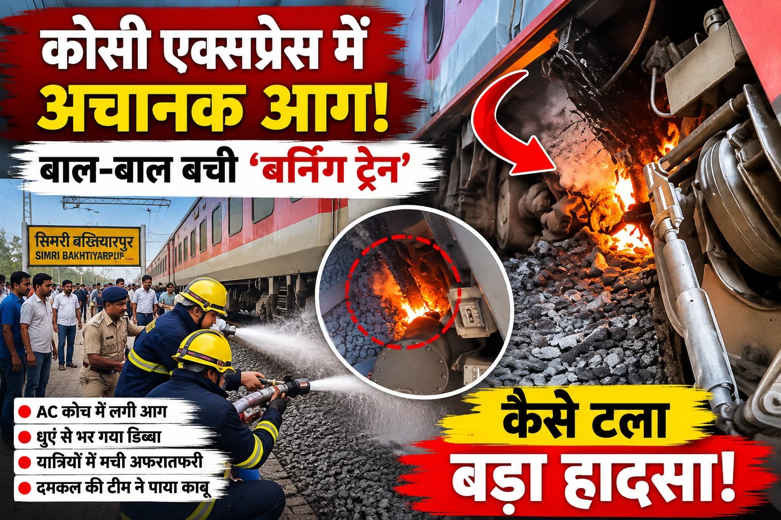 Bihar News : बिहार में ‘बर्निंग ट्रेन’ बनने से बची कोसी एक्सप्रेस, AC कोच में लगी आग; यात्रियों में मची भगदड़