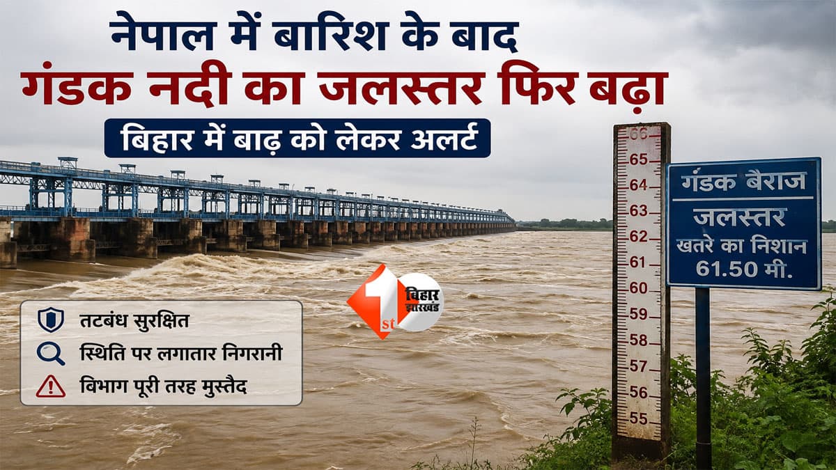 नेपाल में बारिश, गंडक का जलस्तर फिर बढ़ा! बिहार में बाढ़ का खतरा कितना? तटबंधों पर आया बड़ा अपडेट