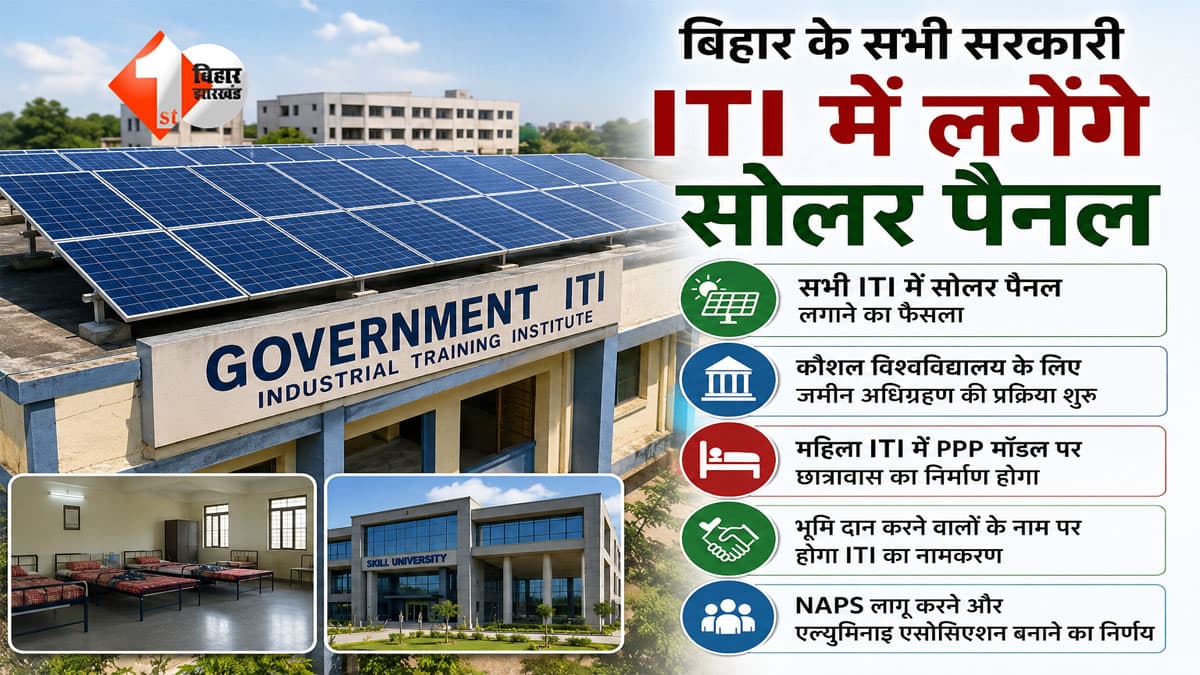 बिहार के सभी सरकारी ITI में लगेंगे सोलर पैनल, महिला छात्रावास से लेकर जमीन दान तक सरकार के बड़े फैसले