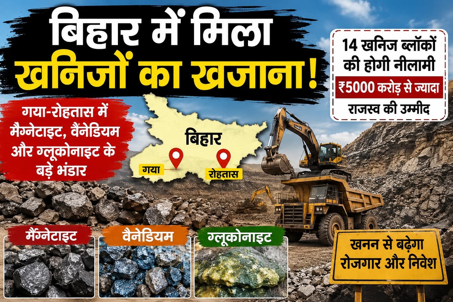 Bihar Mining News: गया-रोहतास में खुलेंगे खनिज के बड़े खजाने, 14 ब्लॉकों की होगी नीलामी; सरकार को ₹5000 करोड़ से ज्यादा राजस्व की उम्मीद
