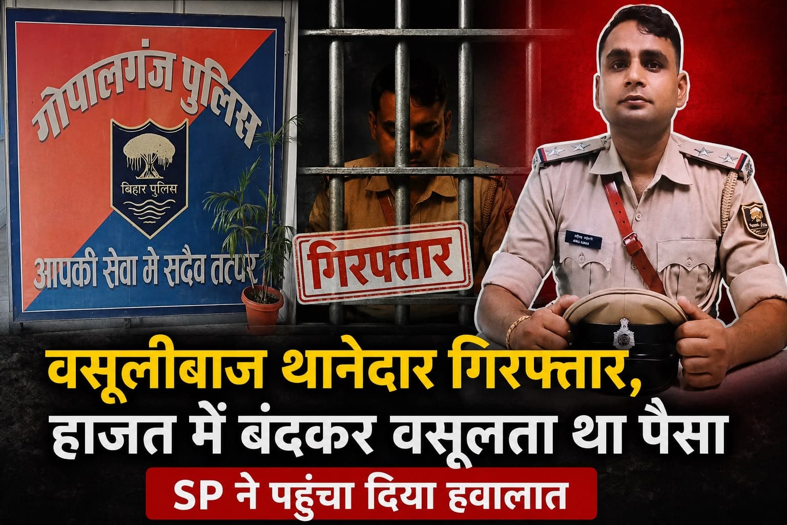 वसूलीबाज थानेदार गिरफ्तार, हाजत में बंदकर वसूलता था पैसा, SP ने पहुंचा दिया हवालात