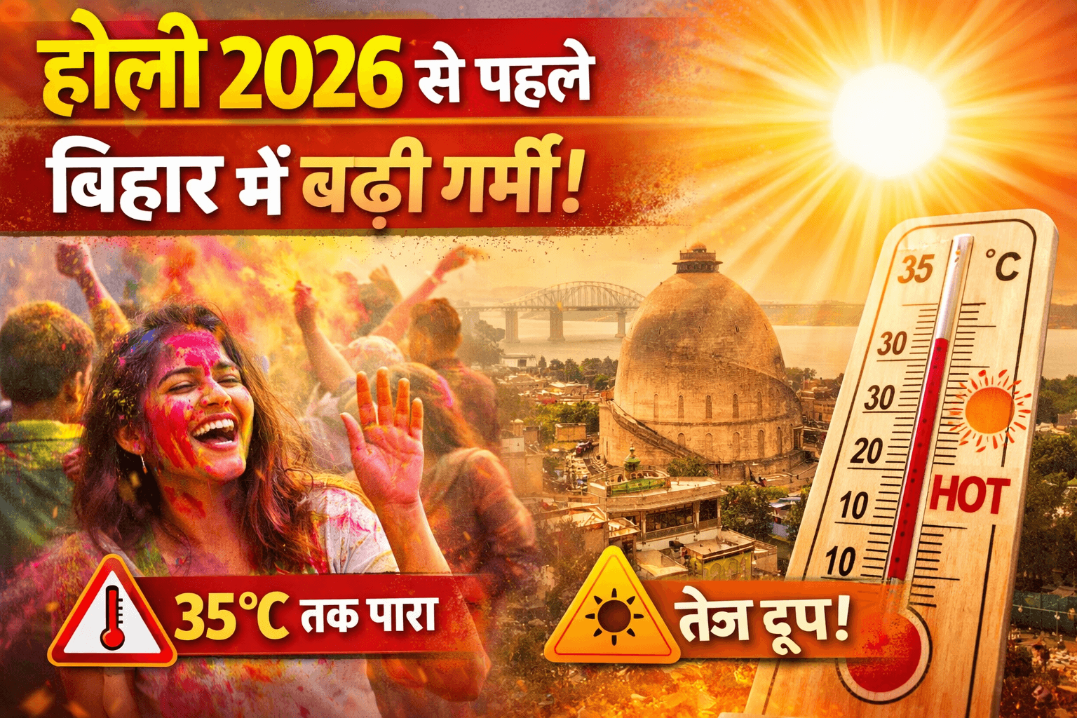 Bihar weather : होली से पहले बदला बिहार का मौसम: रंगों के त्योहार पर चढ़ेगी गर्मी की झलक