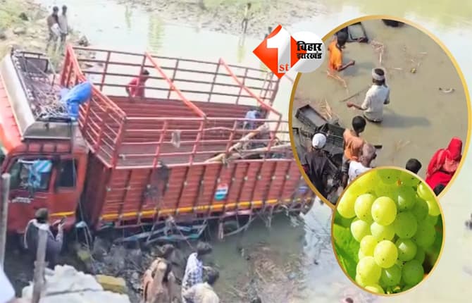Bihar viral news : नदी में जा गिरा अंगूर भरा ट्रक, फल लूटने के लिए नदी में कूद गए ग्रामीण; वीडियो हुआ वायरल