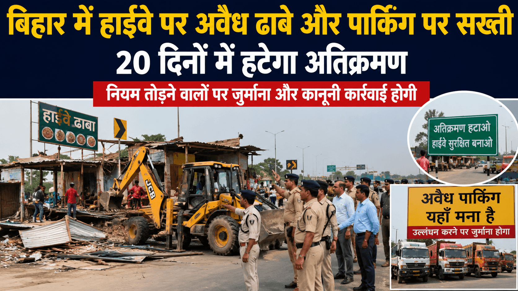 Bihar highway news: बिहार में हाईवे किनारे अवैध ढाबों और पार्किंग पर सख्ती, 20 दिन में हटेगा अतिक्रमण