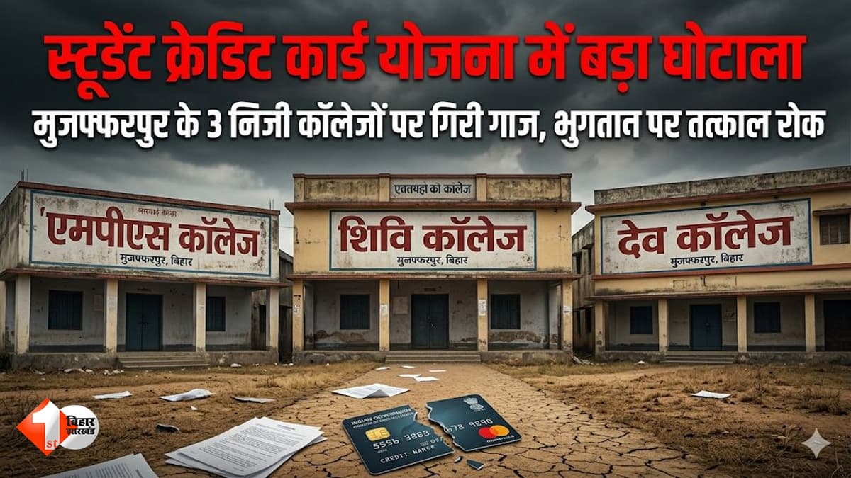 स्टूडेंट क्रेडिट कार्ड योजना में बड़ा घोटाला: मुजफ्फरपुर के 3 निजी कॉलेजों पर कार्रवाई, भुगतान तुरंत रोका गया