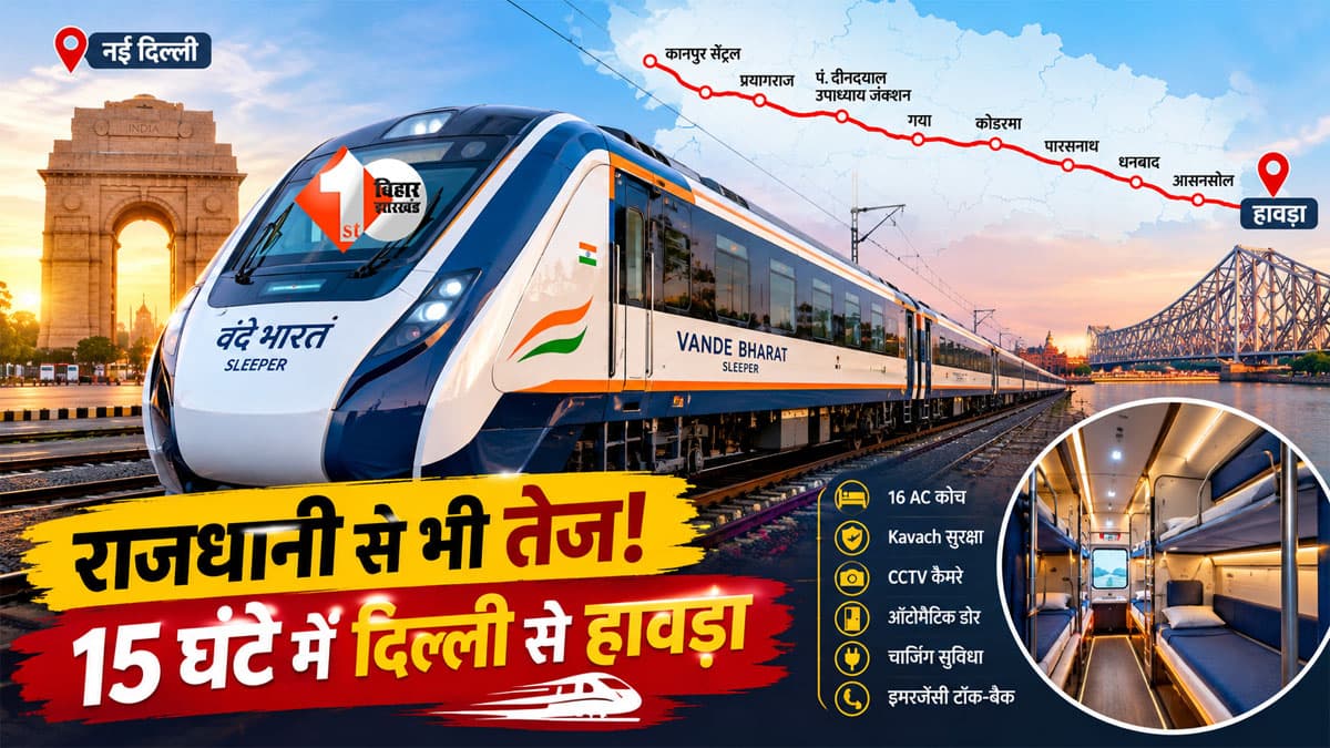 Delhi Howrah Train : राजधानी से भी तेज दौड़ेगी Vande Bharat Sleeper! दिल्ली से हावड़ा सिर्फ 15 घंटे में, जानें रूट और किराया