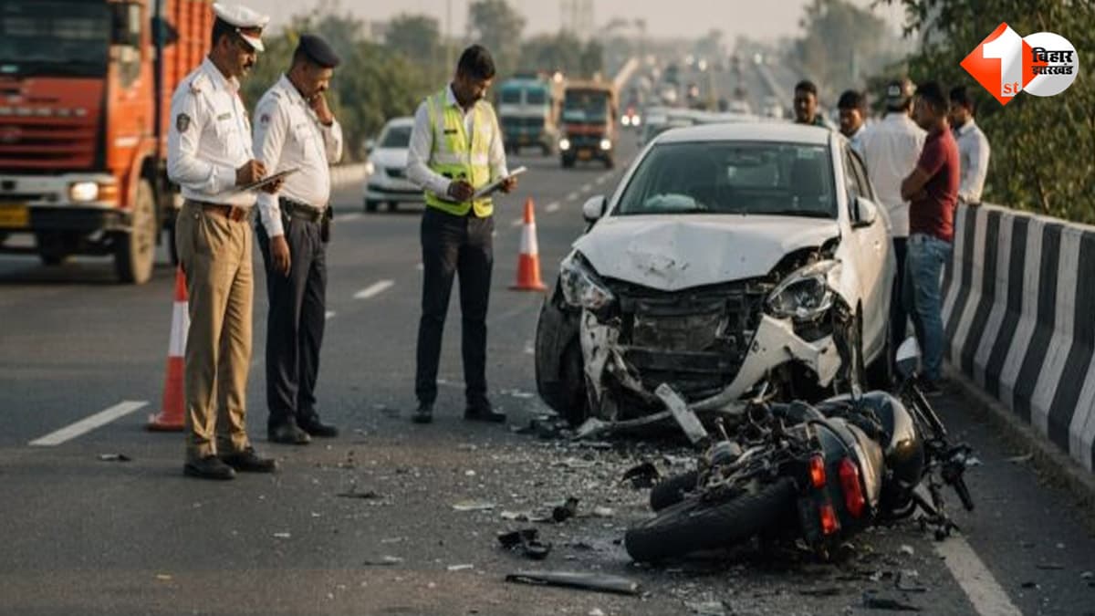 NH-27 पर अज्ञात वाहन ने बाइक में मारी टक्कर, साले-बहनोई की मौत; तीसरा युवक गंभीर